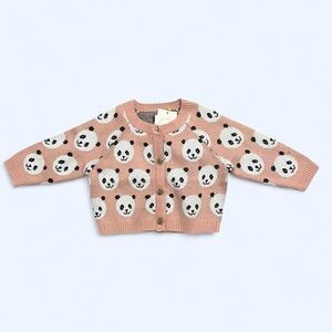 Tea Collection Pink Panda Cardigan Sweater